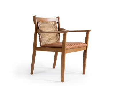 Modern Wood Armchair Upholstery Leather Dining room Chair new Furniture